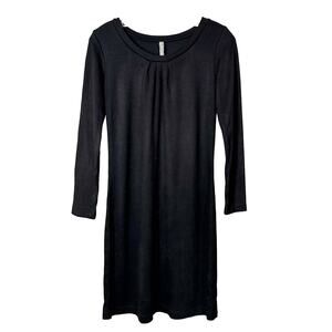 Hanna Andersson Women's Long Sleeve Jersey Knit Basic A-Line Dress Black Size XS